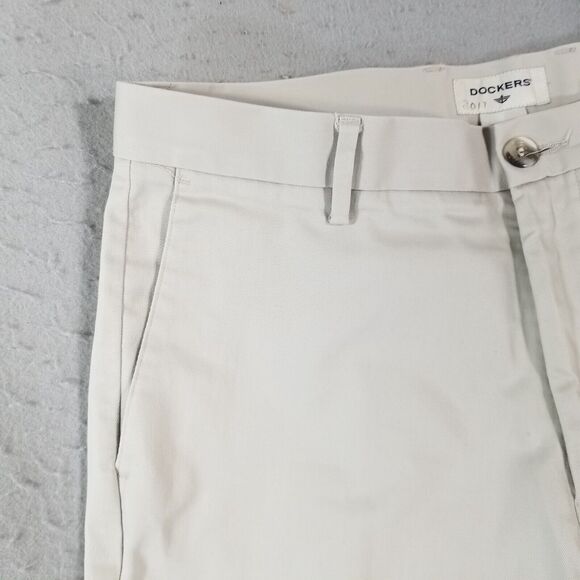 Dockers khaki chino pants men's 34x25 beige cotton Flex stretch preppy retro - Picture 3 of 11